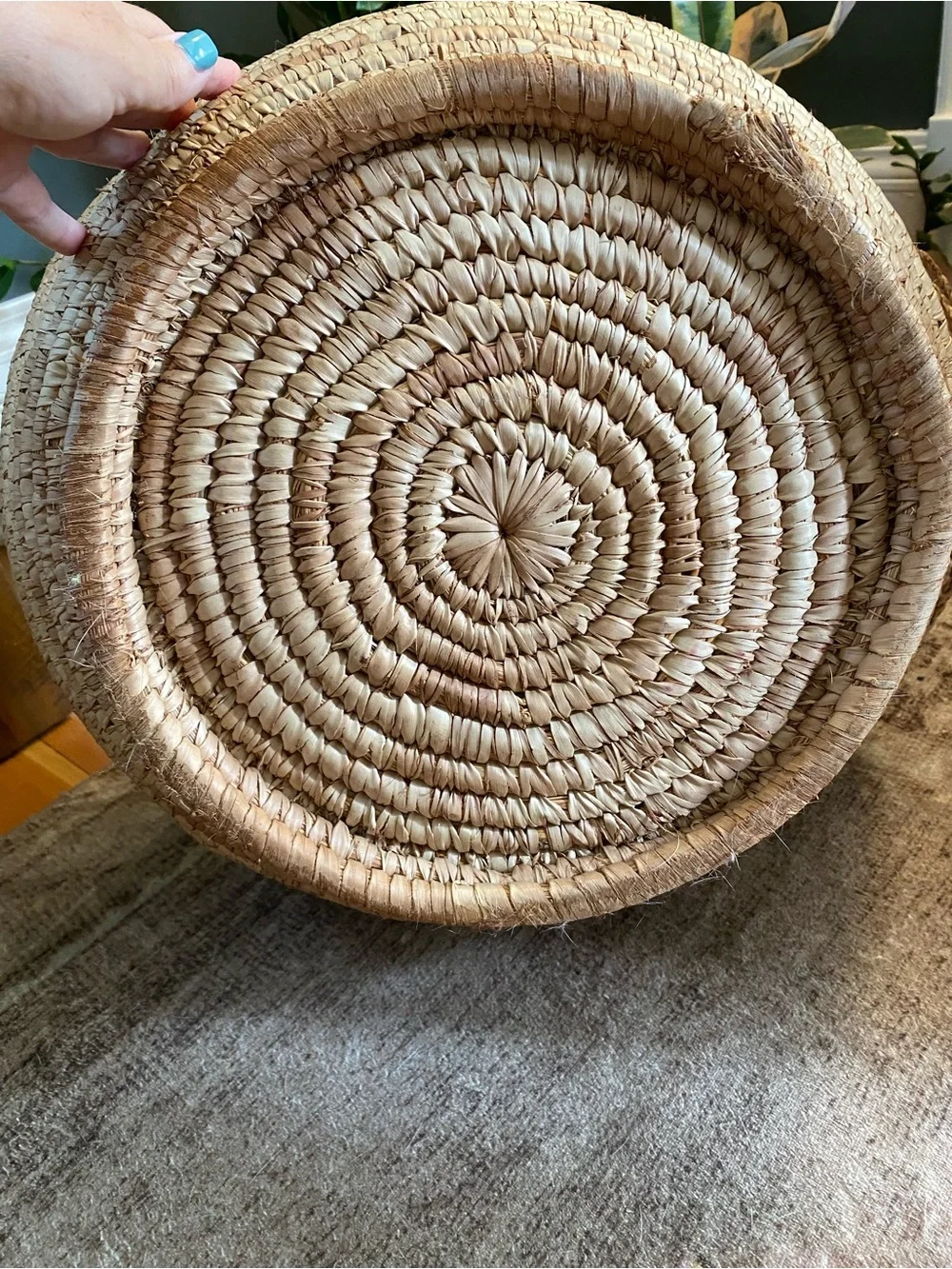 Vintage Large Hand Coiled African Hausa Basket w/ Handle - Market Basket - Produ
